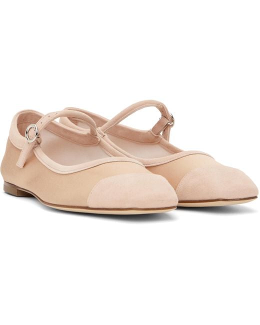 Aeyde ピンク Uma Satin トゥキャップ バレエシューズ Black