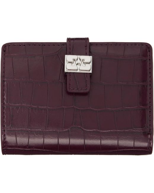 Ganni Purple Sue Slim Flap Wallet