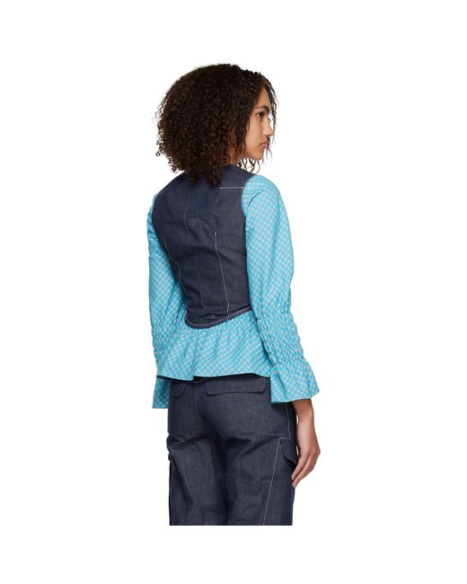 Paria Farzaneh Blue Zip Corset