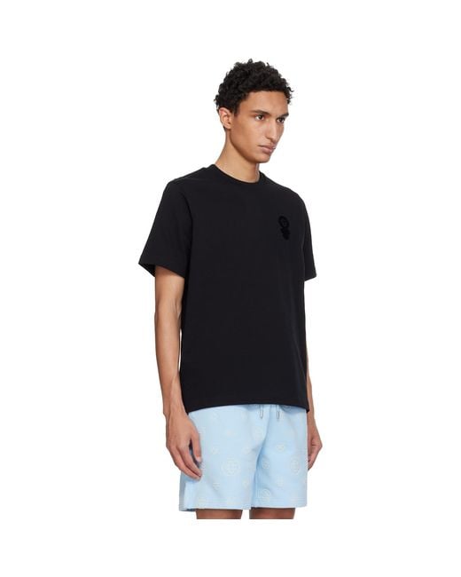 Casablanca Black Squash Logo Flock Short Sleeve T‑Shirt for men