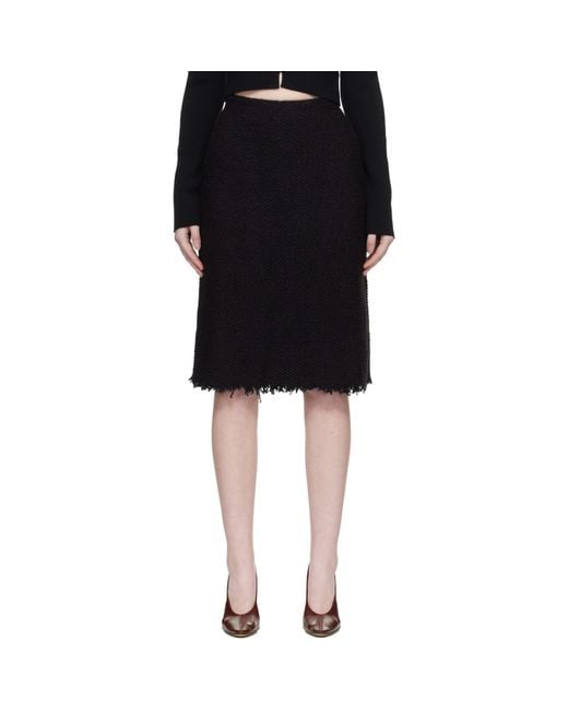 Jil Sander Black Frayed Edge Midi Skirt