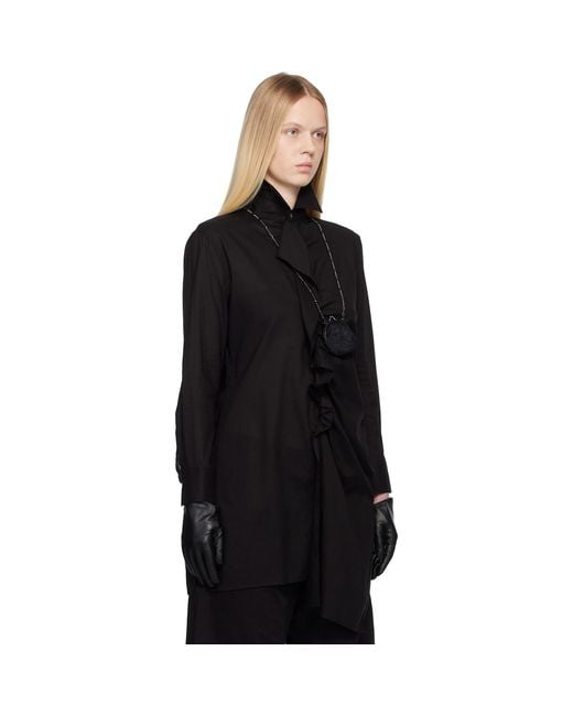 Y's Yohji Yamamoto Black Cotton Lawn Frill Shirt