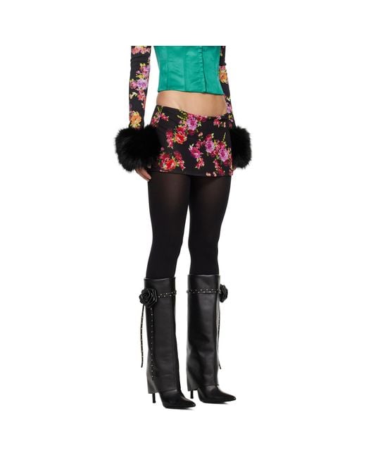 GUIZIO Black Floral Miniskirt
