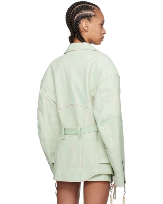 KNWLS Green Ssense Exclusive Nihil Leather Jacket