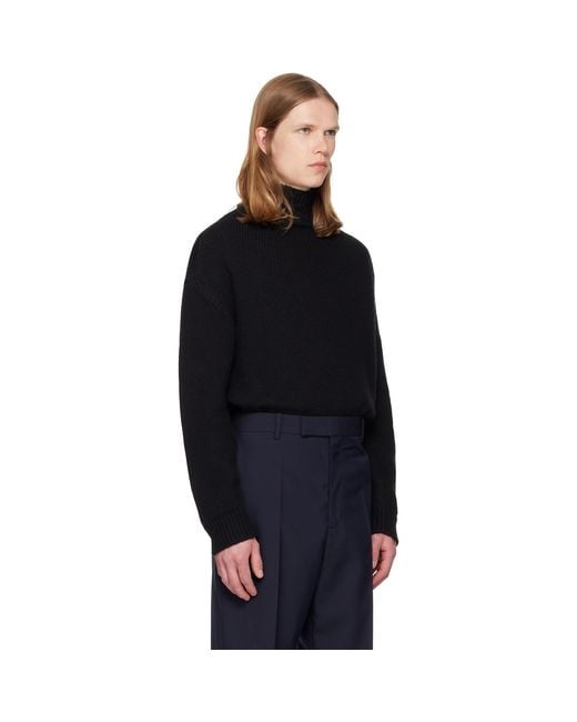 Jil Sander Black Wool & Cashmere Turtleneck for men