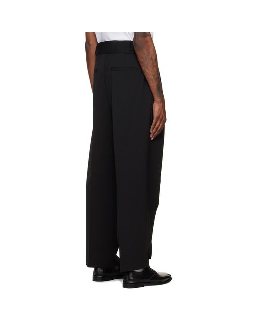 HUGO Black Adjustable Waistband Wool Formal Trousers for men