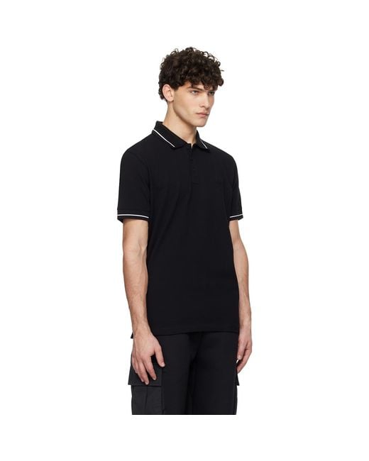 Moncler Black Logo Patch Cotton Polo for men