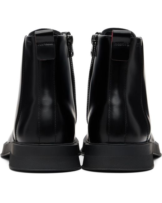 HUGO Black Leather Boots for men