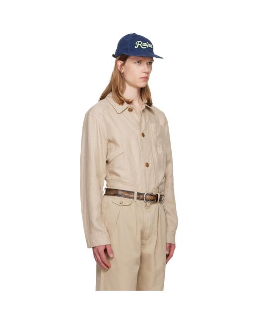 Polo Ralph Lauren Natural Linen Herringbone Utility Jacket for men
