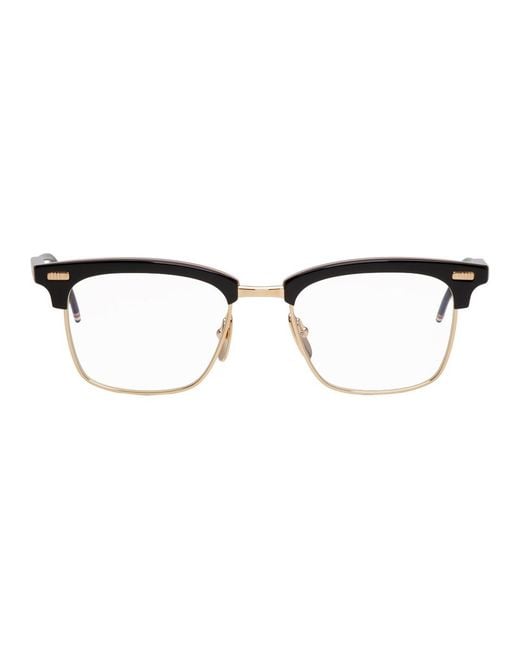 Thom Browne Multicolor Black And Gold Square Tb-711 Glasses for men