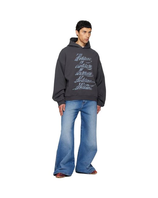 we11done Black Multi-Logo Hoodie for men
