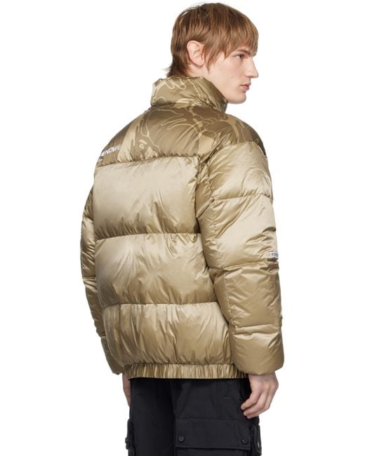 Aape By A Bathing Ape Natural 'Aape Now' Moonface Logo Zip-Up Down Jacket for men