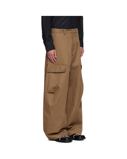 Simone Rocha Brown Balloon Knee Pleat Cargo Pants for men