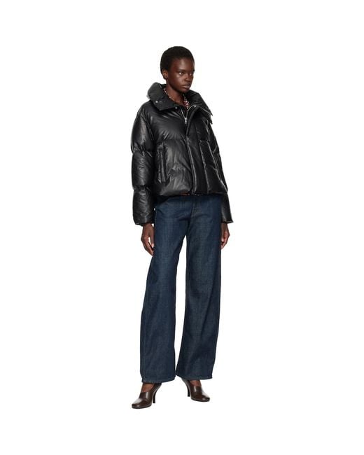MM6 by Maison Margiela Black Padded Faux-Leather Down Jacket