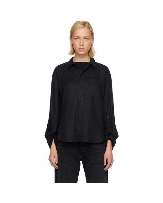 Citizens of Humanity Black Kayla Shrunken Linen Shirt