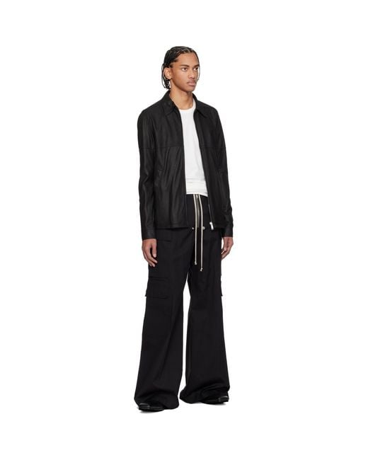 Rick Owens Black Temple Brad Leather Jacket for men