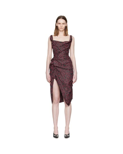 Vivienne Westwood Red Sleeveless Side Panther Midi Dress