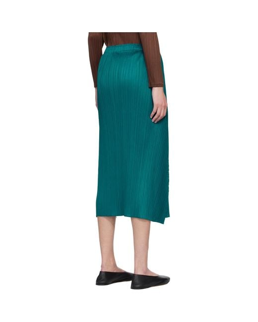 Pleats Please Issey Miyake Blue Monthly Colors October Maxi Skirt