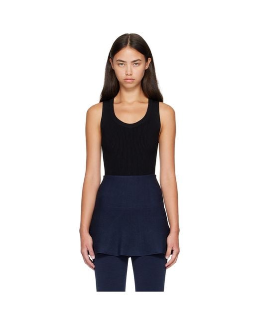 Alaïa Blue Sleeveless Ribbed Knit Bodysuit