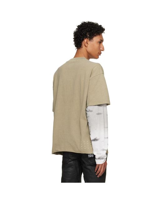 Ksubi Natural Khaki Animalistik Layered L/Ekcess T-Shirt for men