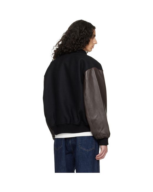 Studio Nicholson Black Alph Leather Bomber Jacket for men