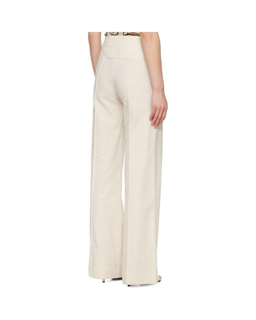 Versace Jeans Couture White Off- Baroque Buckle Trousers