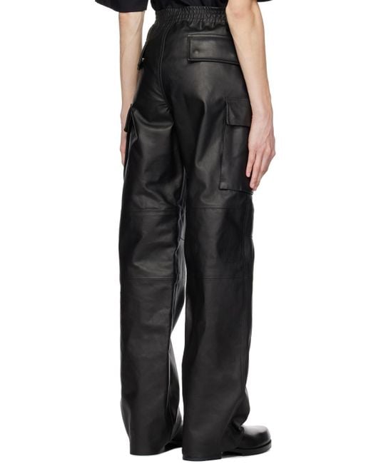 1017 ALYX 9SM Black Pleated Leather Cargo Pants for men