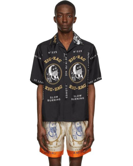 Amiri Zig zag Edition Silk Shirt In Black For Men Lyst
