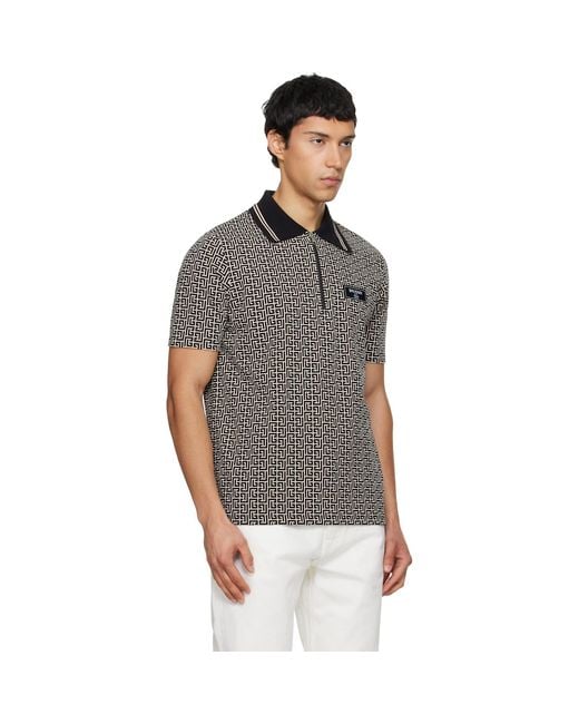 Balmain Black Monogram Polo for men