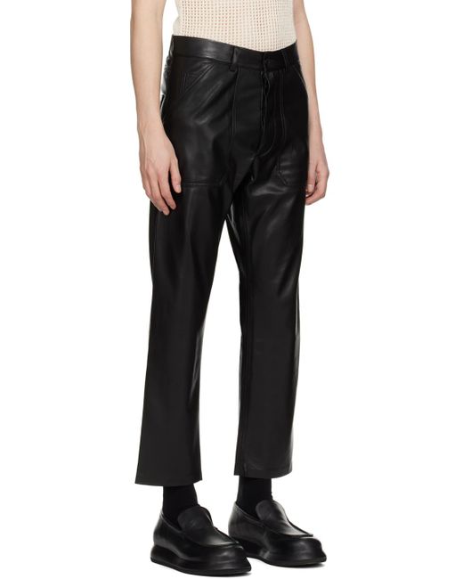 Nanushka Black Jasper Vegan Leather Trousers for men
