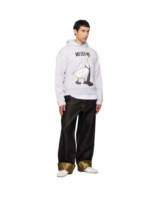 Moschino White Archive Goose Hoodie for men