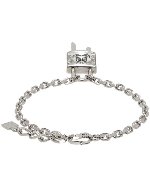 Givenchy Metallic Silver Mini Lock Bracelet