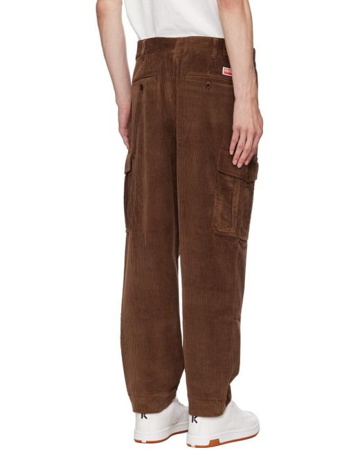 KENZO Brown Paris Straight-leg Cargo Pants for men
