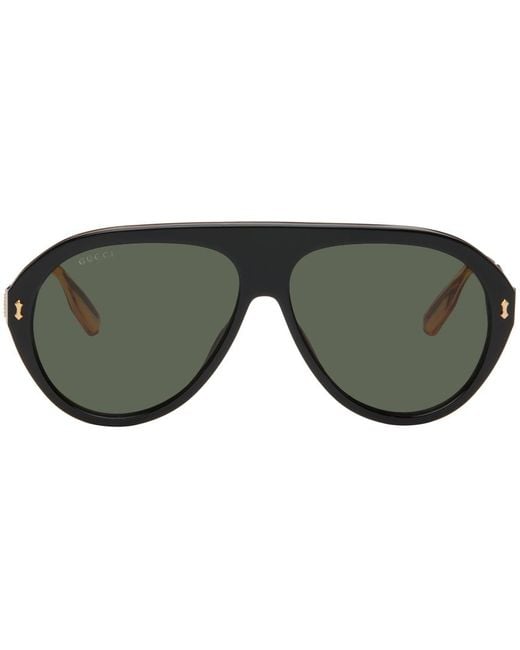 Lunettes de soleil rondes noir et doré Gucci pour homme en coloris Black