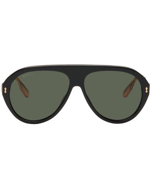 Gucci Black & Gold Round Sunglasses for men