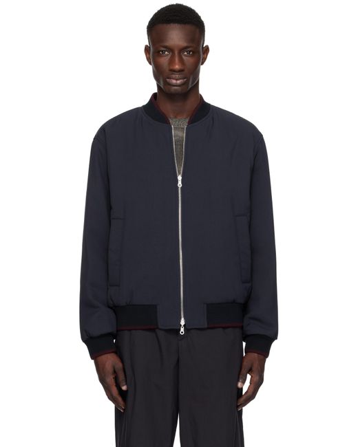 メンズ Dries Van Noten ネイビー リバーシブル ジャカード ボンバージャケット Blue