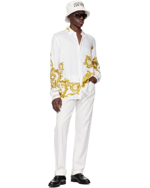 メンズ Versace ホワイト Watercolor Couture シャツ Multicolor