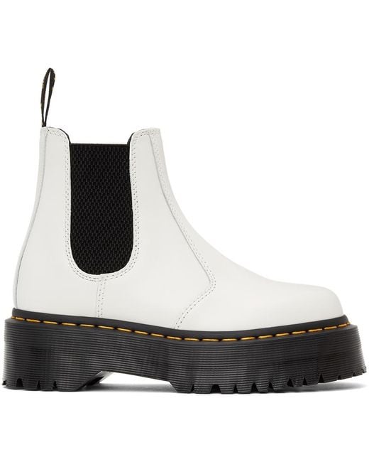 Dr. Martens Leather Quad Platform Chelsea Boots in White Lyst