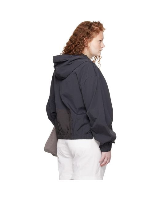 Amomento Blue Nylon Raglan Hooded Jacket