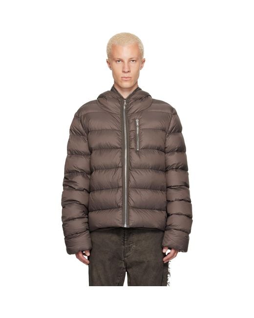 Rick Owens Brown Taupe Tower Hooded Down Jacket for men