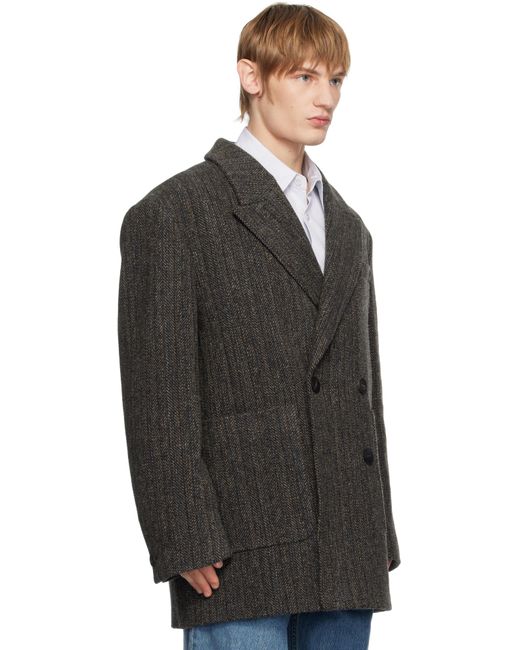Wooyoungmi Black Double Half Coat for men
