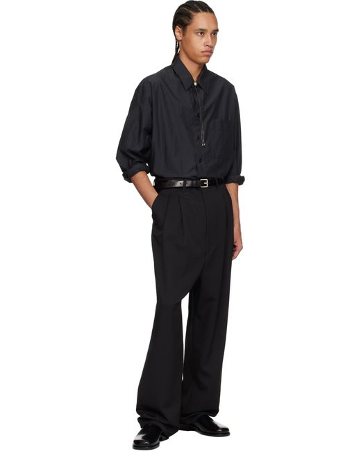 メンズ Lemaire ブラック ダブルポケット シャツ Black
