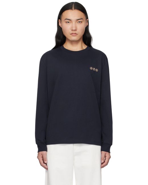 A.P.C. Blue Manche Longue Adresse T-Shirt for men