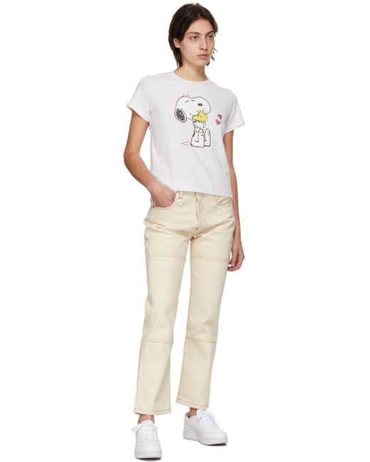 RE/DONE Peanuts エディション ホワイト Snoopy & Woodstock T