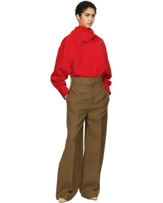 Carven ブラウン ダブル ウーステッドウール トラウザーズ Brown