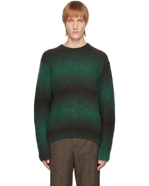 Wooyoungmi Green Striped Sweater for men