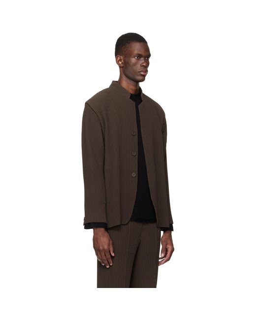 Homme Plissé Issey Miyake Brown Tuxedo Pleats Blazer for men