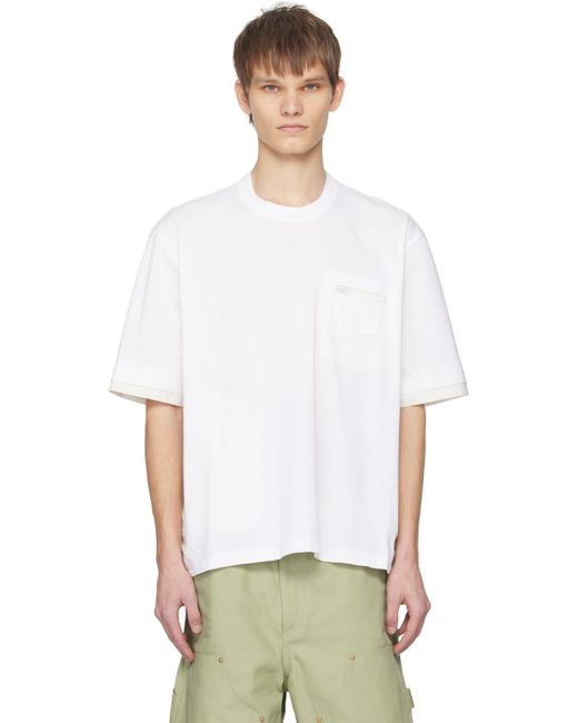 T-shirt blanc à panneaux Sacai pour homme en coloris White