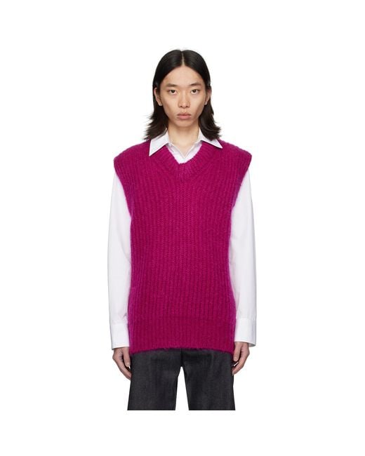 Jil Sander Pink V-Neck Vest for men