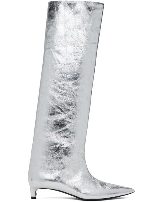 Jil Sander White Silver Metallic Boots